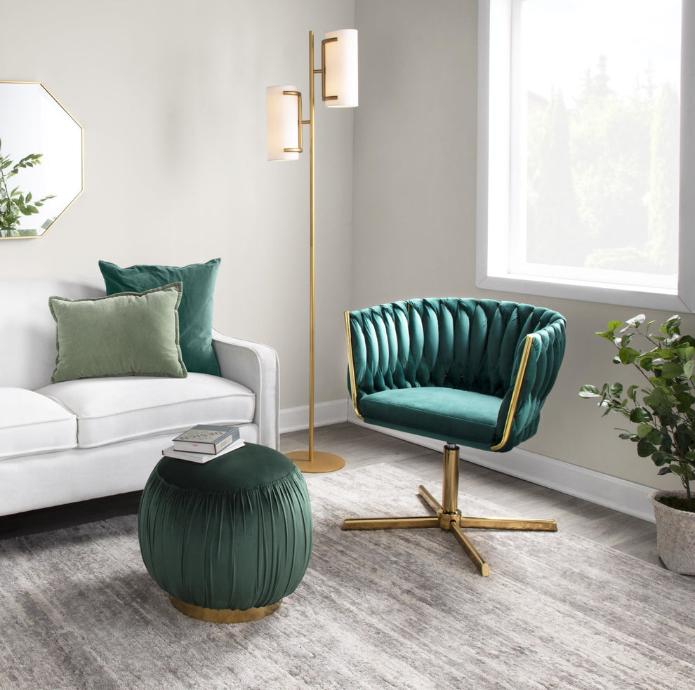Braided Renee Swivel Accent Chair Green By LumiSource | Accent Chairs | Modishstore