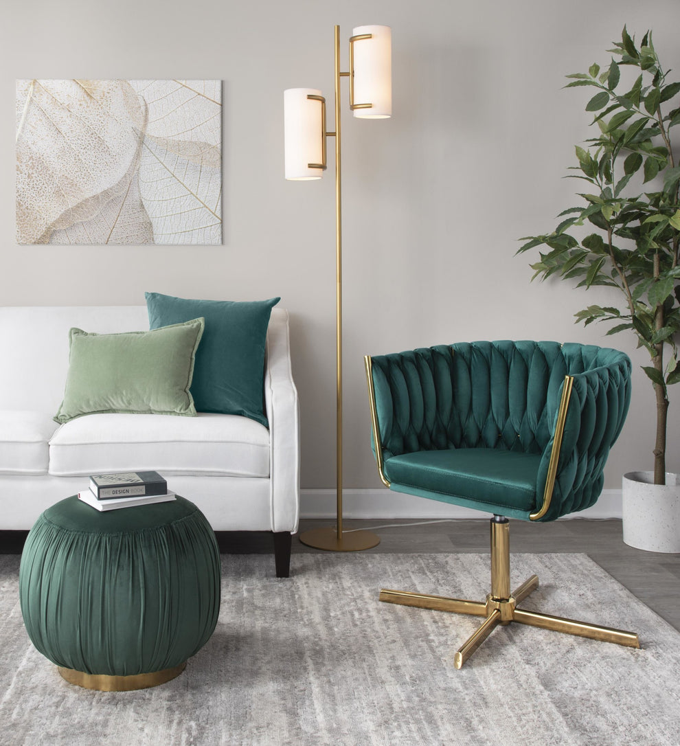 Braided Renee Swivel Accent Chair Green By LumiSource | Accent Chairs | Modishstore - 2