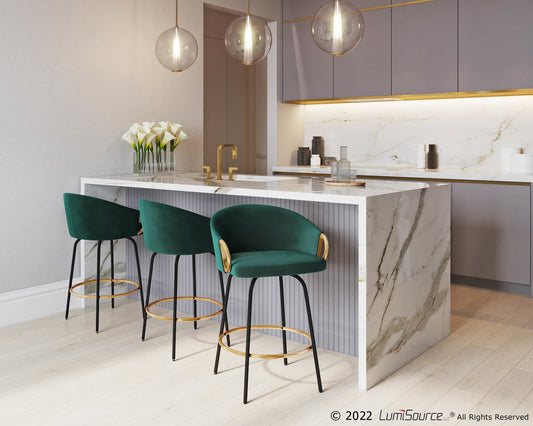 Claire 26" Fixed Height Counter Stool - Set of 2 Green By LumiSource | Counter Stools | Modishstore