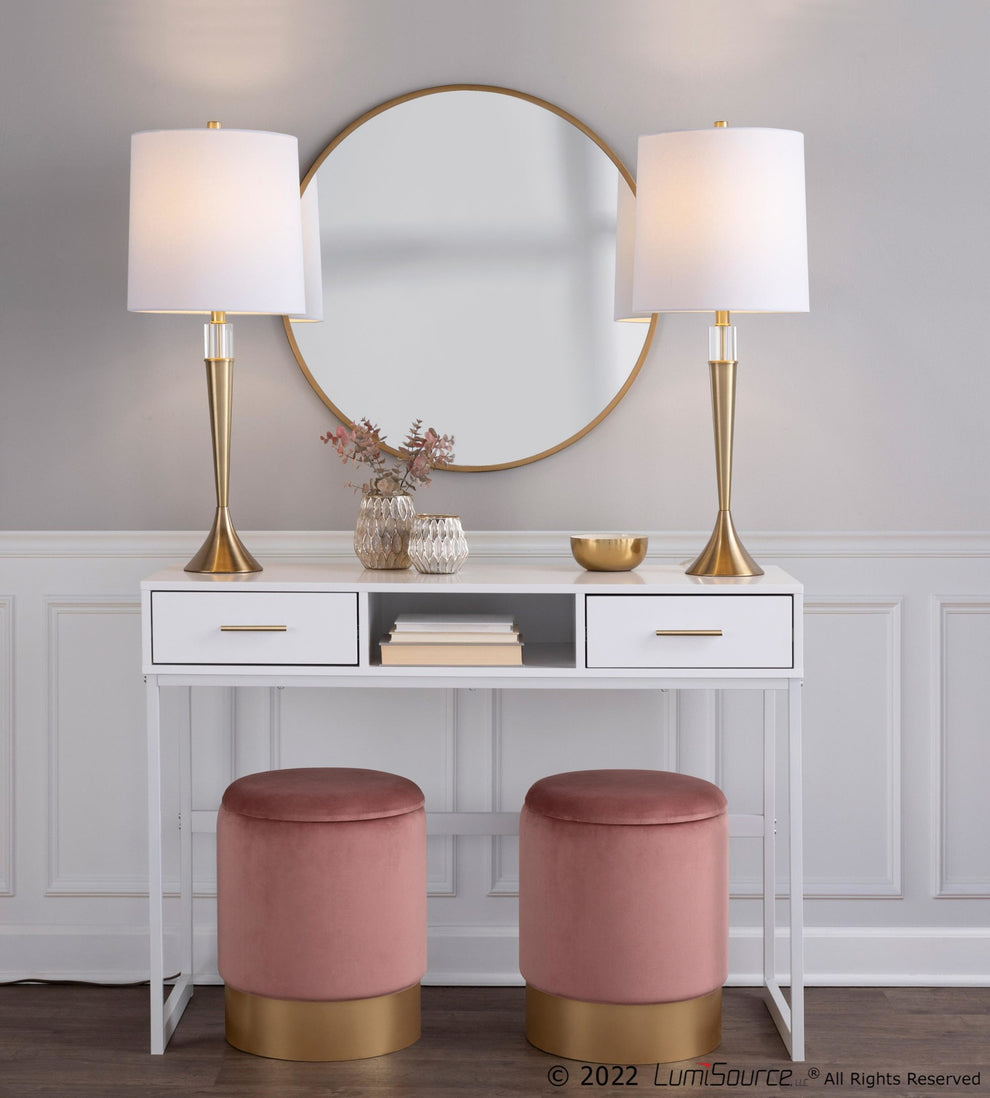 Franklin Contemporary Console Table in White Metal and White Wood By LumiSource | Console Tables | Modishstore - 2