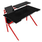 54 Inch Rectangular Gaming Desk With 2 Shelves And K Shape Leg Support, Black And Red By Benzara | Desks |  Modishstore  - 3