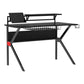 54 Inch Rectangular Gaming Desk With 2 Shelves And K Shape Leg Support, Black By Benzara | Desks |  Modishstore  - 2