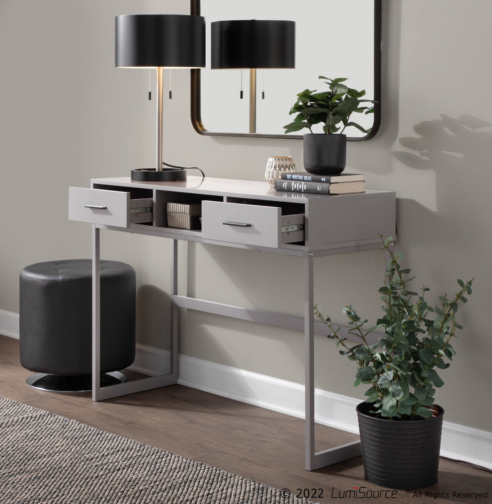 Franklin Contemporary Console Table in Grey Metal and Grey Wood By LumiSource | Console Tables | Modishstore - 6