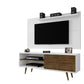 Manhattan Comfort Liberty 62.99 Mid-Century Modern TV Stand and Panel with Solid Wood Legs in White and Rustic Brown | TV Stands | Modishstore