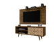 Manhattan Comfort Liberty 62.99 Mid-Century Modern TV Stand and Panel with Solid Wood Legs in White and 3D Brown Prints | TV Stands | Modishstore-4