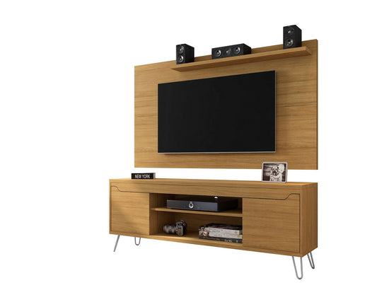 Manhattan Comfort Baxter 62.99 Mid-Century Modern TV Stand and Liberty Panel with Media and Display Shelves in Cinnamon | TV Stands | Modishstore