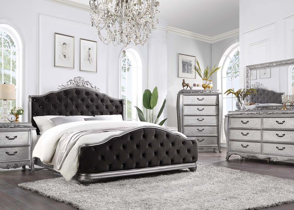 Louis Philippe III Eastern King Bed in Platinum - Acme Furniture
