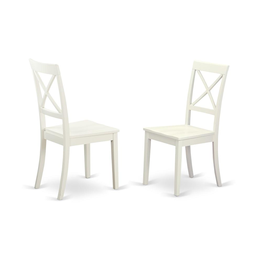 5 Pc Set With A Round Dinette Table And 4 Wood Dinette Chairs In Linen White By East West Furniture - Hlbo5-Lwh-W | Dining Sets | Modishstore - 4