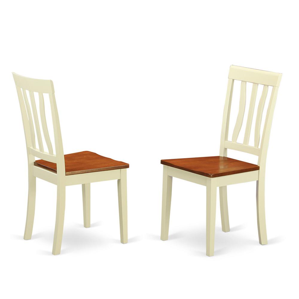 5 Pc Set With A Round Small Table And 4 Wood Dinette Chairs In Buttermilk And Cherry . By East West Furniture - Hlan5-Bmk-W | Dining Sets | Modishstore - 4