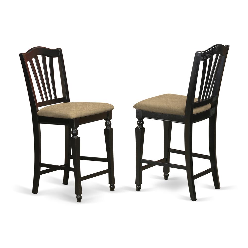 Chelsea Stools With Upholstered Seat, 24" Seat Height In Black Finish, Set Of 2 By East West Furniture | Dining Chairs | Modishstore
