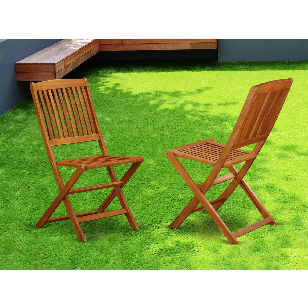 Solid Acacia Wooden Patio folding side Chair -Set of two By East West Furniture | Outdoor Chairs | Modishstore - 2