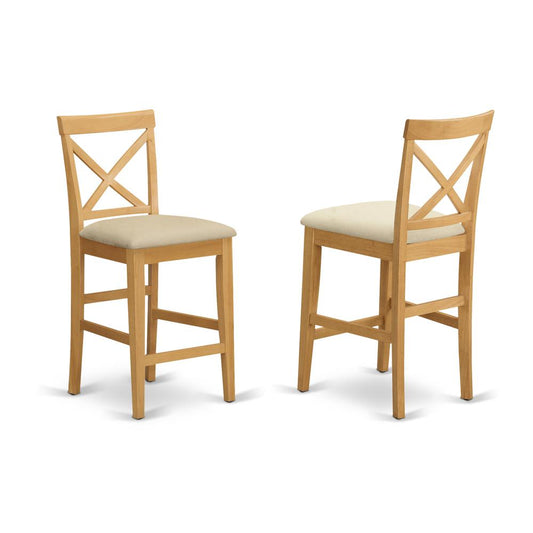 X-Back Stool With Upholstered Seat In Oak Finish, Set Of 2 By East West Furniture | Dining Chairs | Modishstore