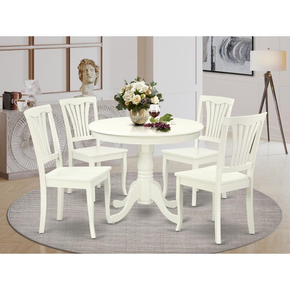 Dining Room Set Linen White ANAV5-LWH-W By East West Furniture | Dining Sets | Modishstore