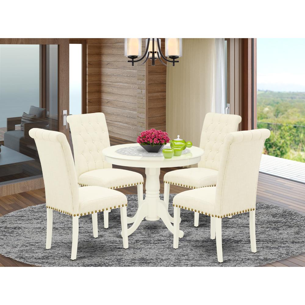 Dining Room Set Linen White ANBR5-LWH-02 By East West Furniture | Dining Sets | Modishstore