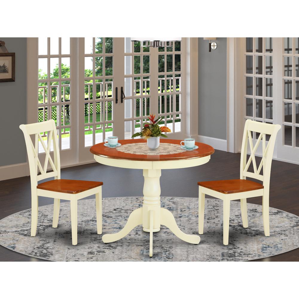 Dining Room Set Buttermilk & Cherry ANCL3-BMK-W By East West Furniture | Dining Sets | Modishstore