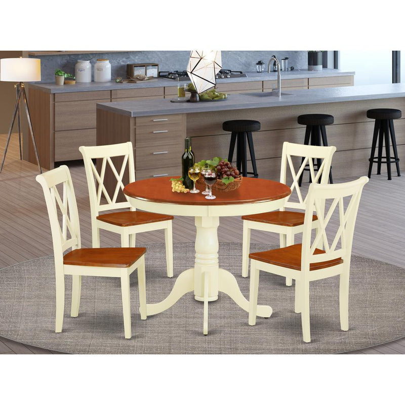 Dining Room Set Buttermilk & Cherry ANCL5-BMK-W By East West Furniture | Dining Sets | Modishstore