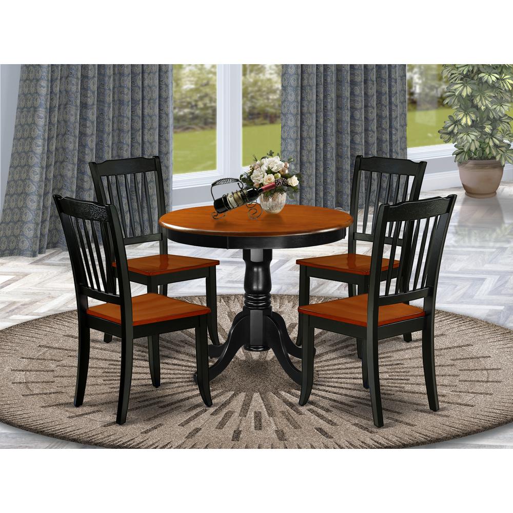 Dining Room Set Black & Cherry ANDA5-BCH-W By East West Furniture | Dining Sets | Modishstore