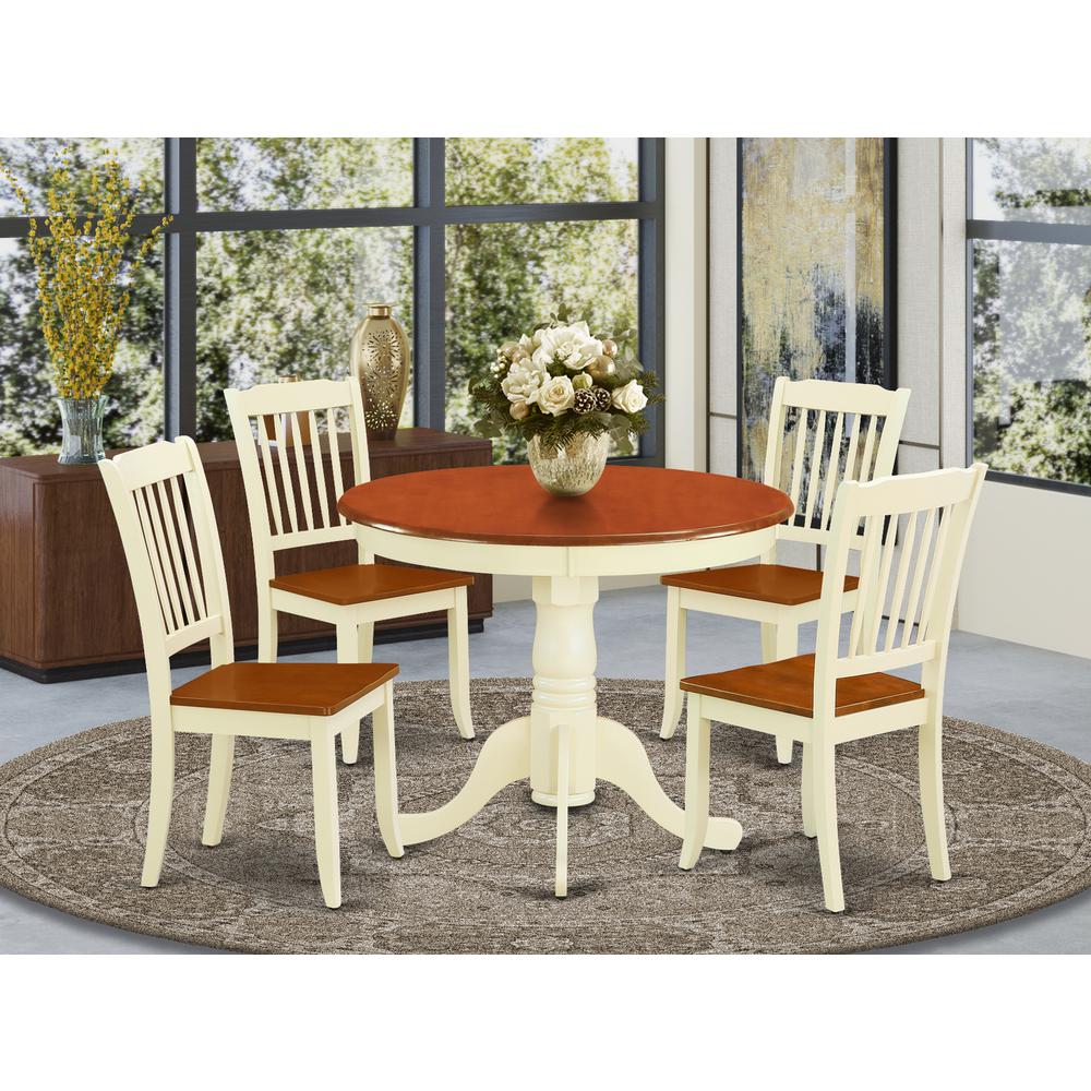 Dining Room Set Buttermilk & Cherry ANDA5-BMK-W By East West Furniture | Dining Sets | Modishstore