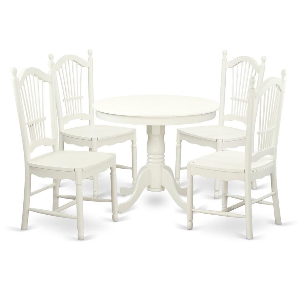 5 Pc set with a Round Small Table and 4 Wood Dinette Chairss By East West Furniture | Dining Sets | Modishstore