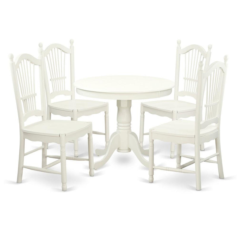 5 Pc set with a Round Small Table and 4 Wood Dinette Chairss By East West Furniture | Dining Sets | Modishstore
