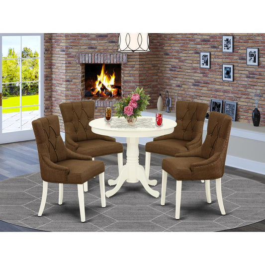 Dining Room Set Linen White ANFR5-LWH-18 By East West Furniture | Dining Sets | Modishstore