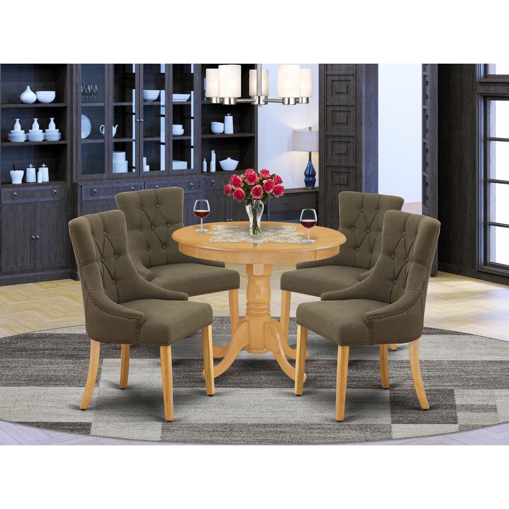Dining Room Set Oak ANFR5-OAK-20 By East West Furniture | Dining Sets | Modishstore