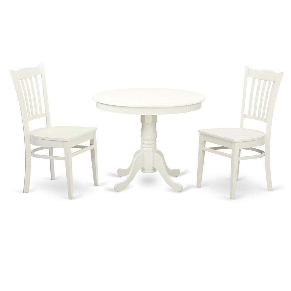 3 Pc set with a Table and 2 Wood Dinette Chairs in Linen White By East West Furniture | Dining Sets | Modishstore