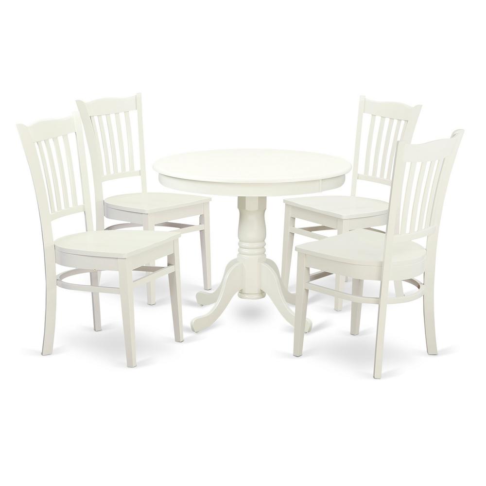5 Pc set with a Kitchen Table and 4 Wood Kitchen Chairs in Linen White By East West Furniture | Dining Sets | Modishstore
