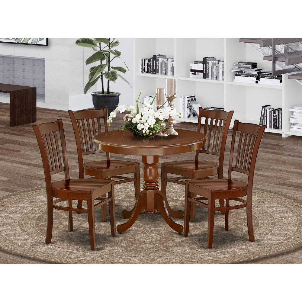 Dining Room Set Mahogany ANGR5-MAH-W By East West Furniture | Dining Sets | Modishstore