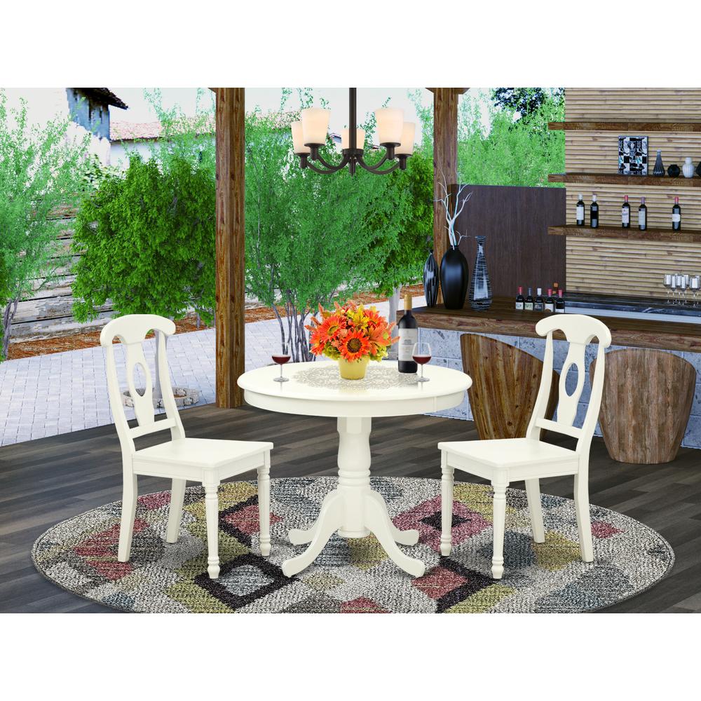 Dining Room Set Linen White ANKE3-LWH-W By East West Furniture | Dining Sets | Modishstore