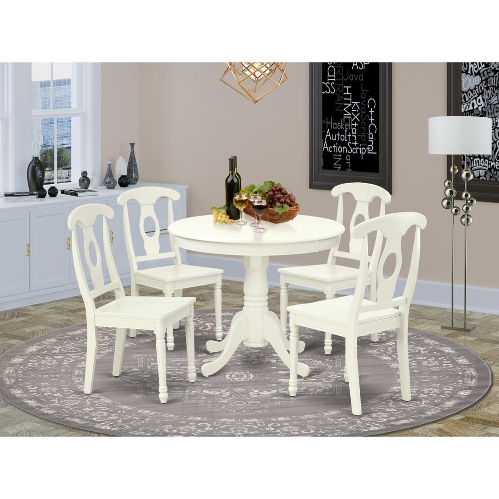 Dining Room Set Linen White ANKE5-LWH-W By East West Furniture | Dining Sets | Modishstore
