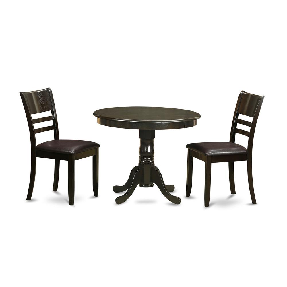3 Pc Kitchen Table Set-Round Kitchen Table And 2 Dining Chairs By East West Furniture - Anly3-Cap-Lc | Dining Sets | Modishstore - 2