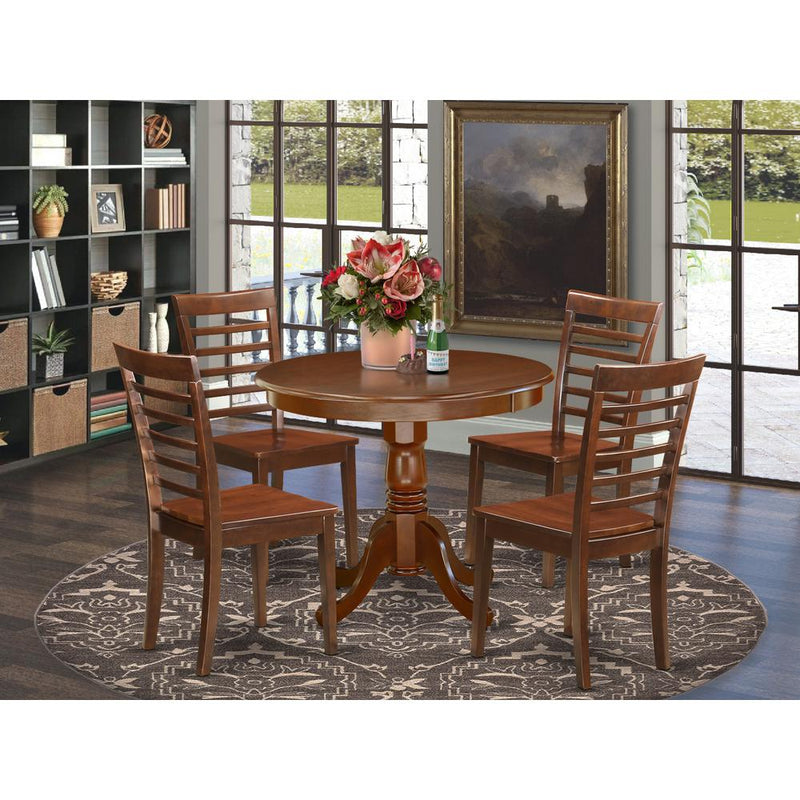 Dining Room Set Mahogany ANML5-MAH-W By East West Furniture | Dining Sets | Modishstore