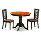 3 Pc Dining Table With 2 Leather Chairs In Black And Cherry By East West Furniture | Dining Sets | Modishstore - 2