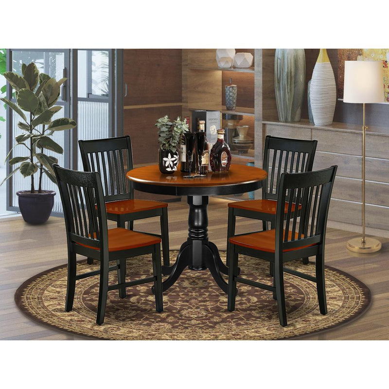 Dining Room Set Black & Cherry ANNO5-BCH-W By East West Furniture | Dining Sets | Modishstore
