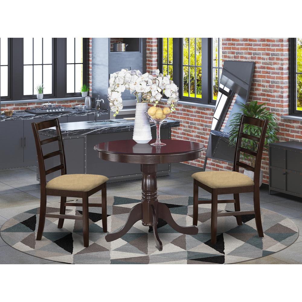 3 Pc Small Kitchen Table And Chairs Set-Round Kitchen Table And 2 Kitchen Chairs By East West Furniture | Dining Sets | Modishstore - 2