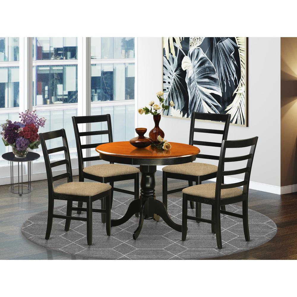 Dining Furniture Set - 5 Pcs With 4 Linen Chairs In Black By East West Furniture | Dining Sets | Modishstore - 2
