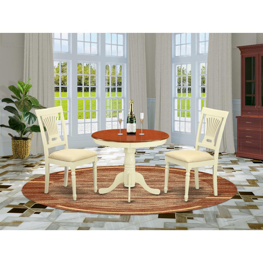 3 Pc Kitchen Nook Dining Set-Round Table Plus 2 Chairs For Dining Room By East West Furniture | Dining Sets | Modishstore - 2