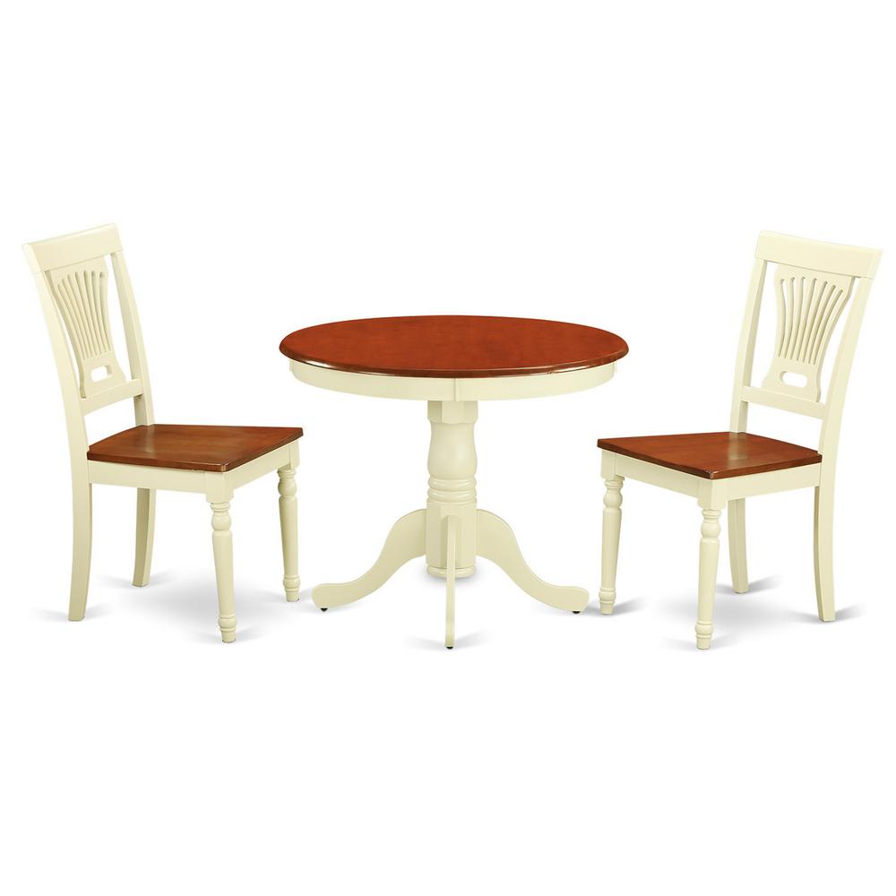 3 Pc Kitchen Nook Dining Set-Round Table Plus 2 Dining Chairs By East West Furniture | Dining Sets | Modishstore - 2