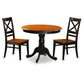 Dining Set - 3 Pcs With 2 Wood Chairs By East West Furniture - Anqu3-Blk-W | Dining Sets | Modishstore - 2
