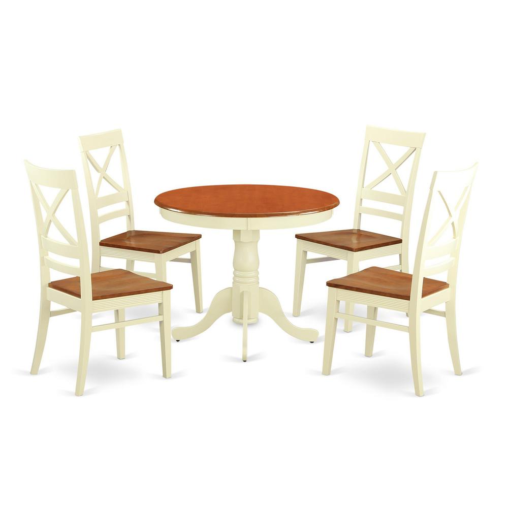 5 Pc Table Set For 4-Kitchen Dinette Table And 4 Kitchen Chairs By East West Furniture - Anqu5-Whi-W | Dining Sets | Modishstore - 2