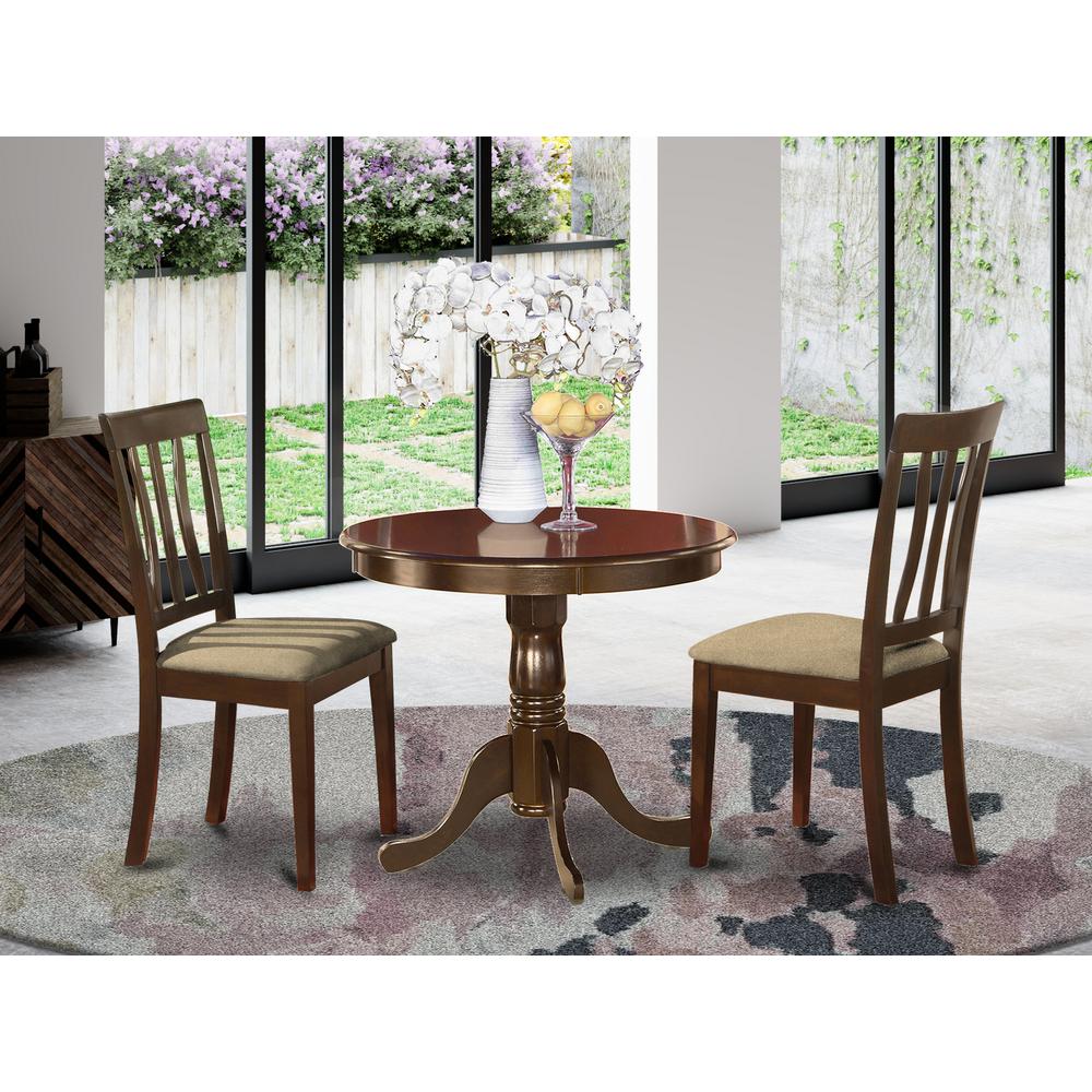 3 Pc Small Kitchen Table And Chairs Set-Round Table Plus 2 Kitchen Dining Chairs By East West Furniture | Dining Sets | Modishstore - 2
