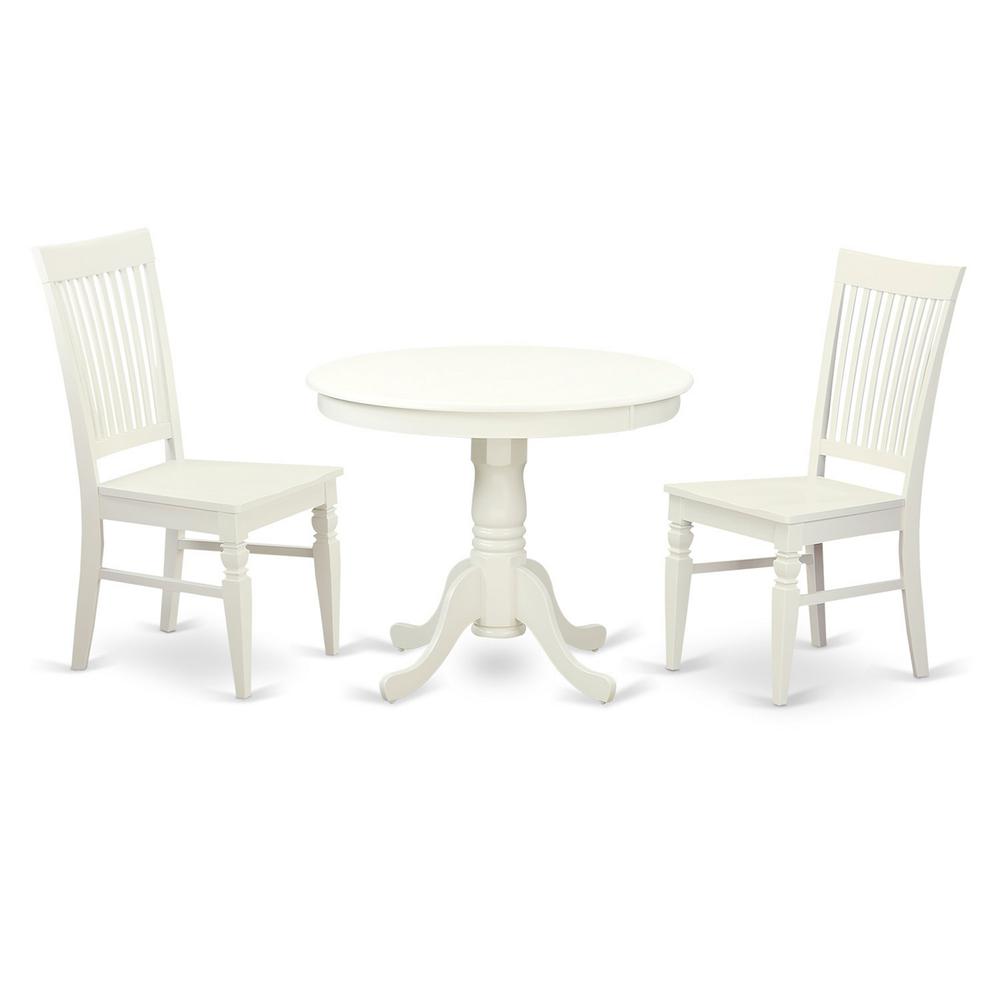 3 Pc set with a Table and 2 Wood Dinette Chairs in Linen White By East West Furniture | Dining Sets | Modishstore