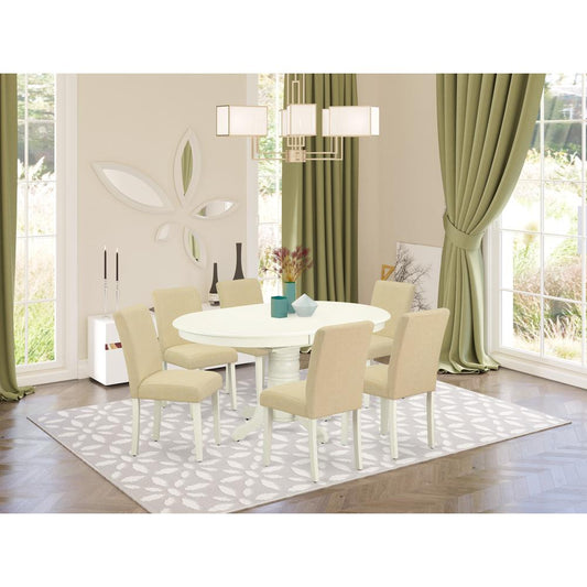 Dining Room Set Linen White AVAB7-LWH-02 By East West Furniture | Dining Sets | Modishstore