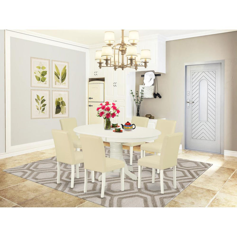 Dining Room Set Linen White AVAB7-LWH-64 By East West Furniture | Dining Sets | Modishstore
