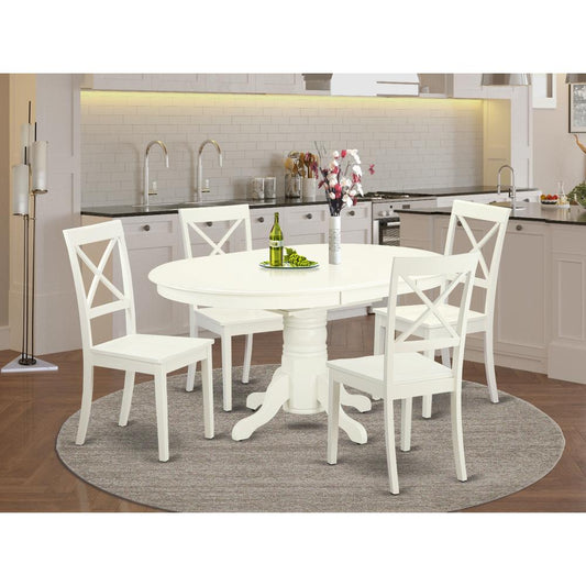 Dining Room Set Linen White AVBO5-LWH-W By East West Furniture | Dining Sets | Modishstore