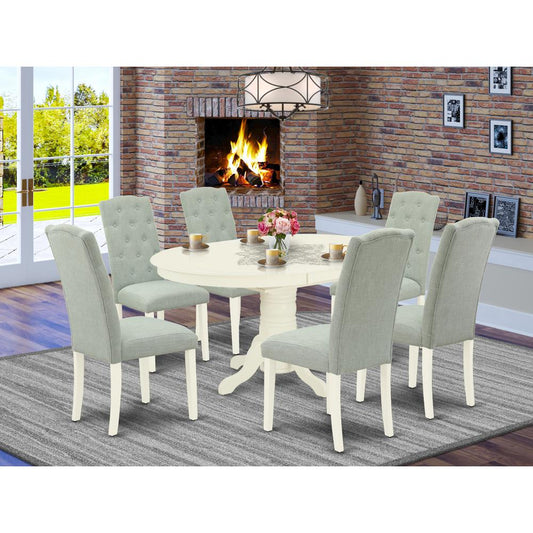 Dining Room Set Linen White AVCE7-LWH-15 By East West Furniture | Dining Sets | Modishstore
