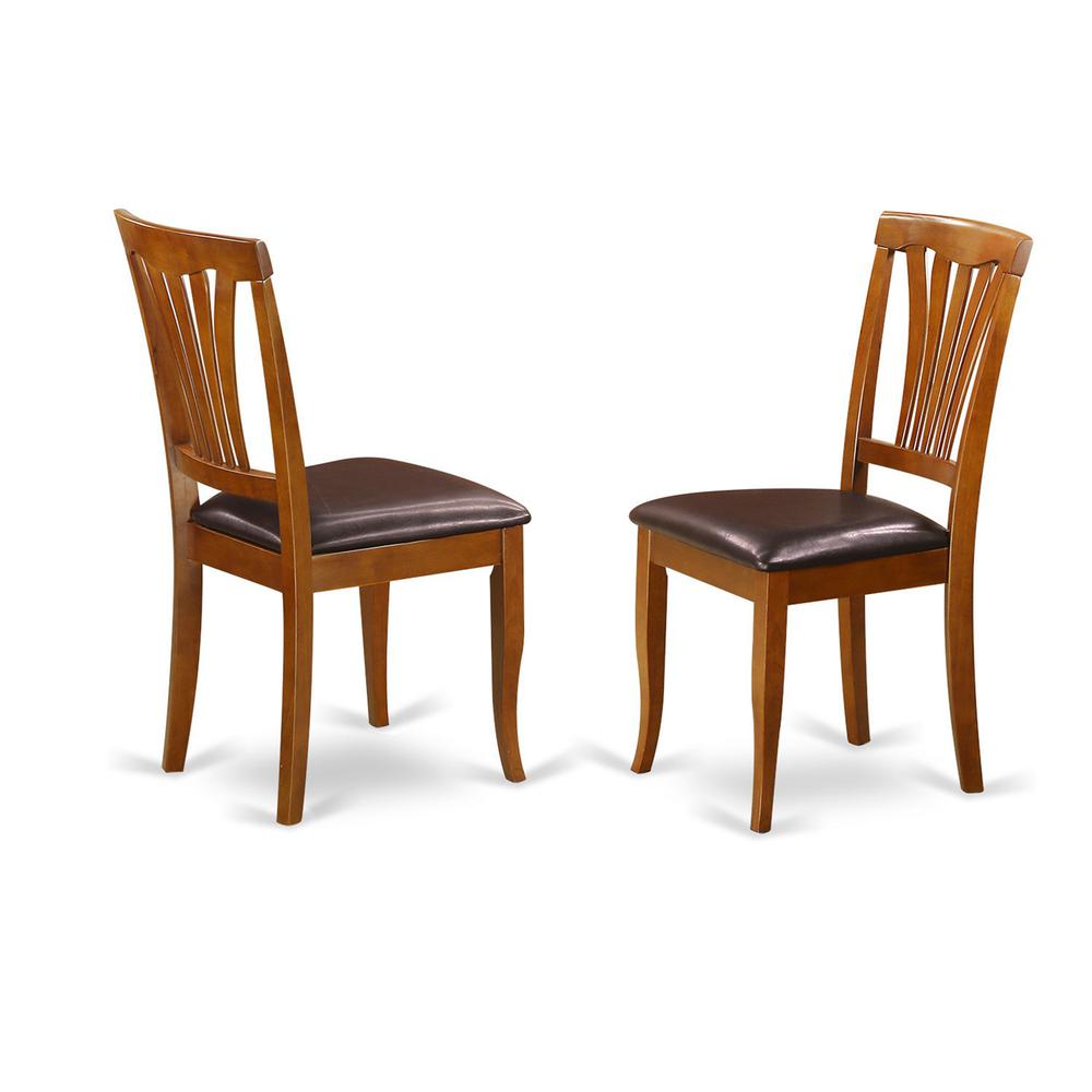 Avon Kitchen Dining Chair With Faux Leather Seat - Saddle Brow Finish, Set Of 2 By East West Furniture | Dining Chairs | Modishstore - 2