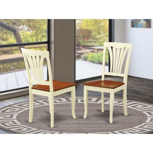Avon Dining Chair Wood Seat - Buttermilk And Cherry Finish, Set Of 2 By East West Furniture | Dining Chairs | Modishstore