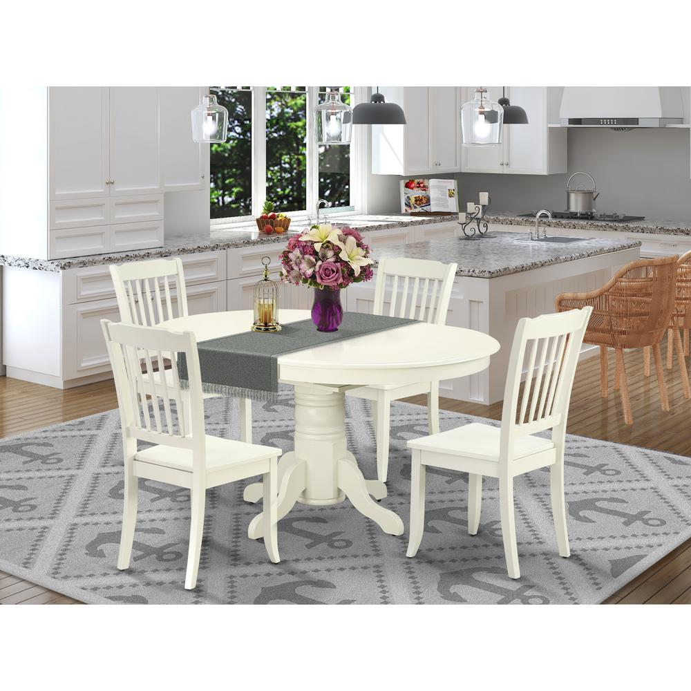 Dining Room Set Linen White AVDA5-LWH-W By East West Furniture | Dining Sets | Modishstore